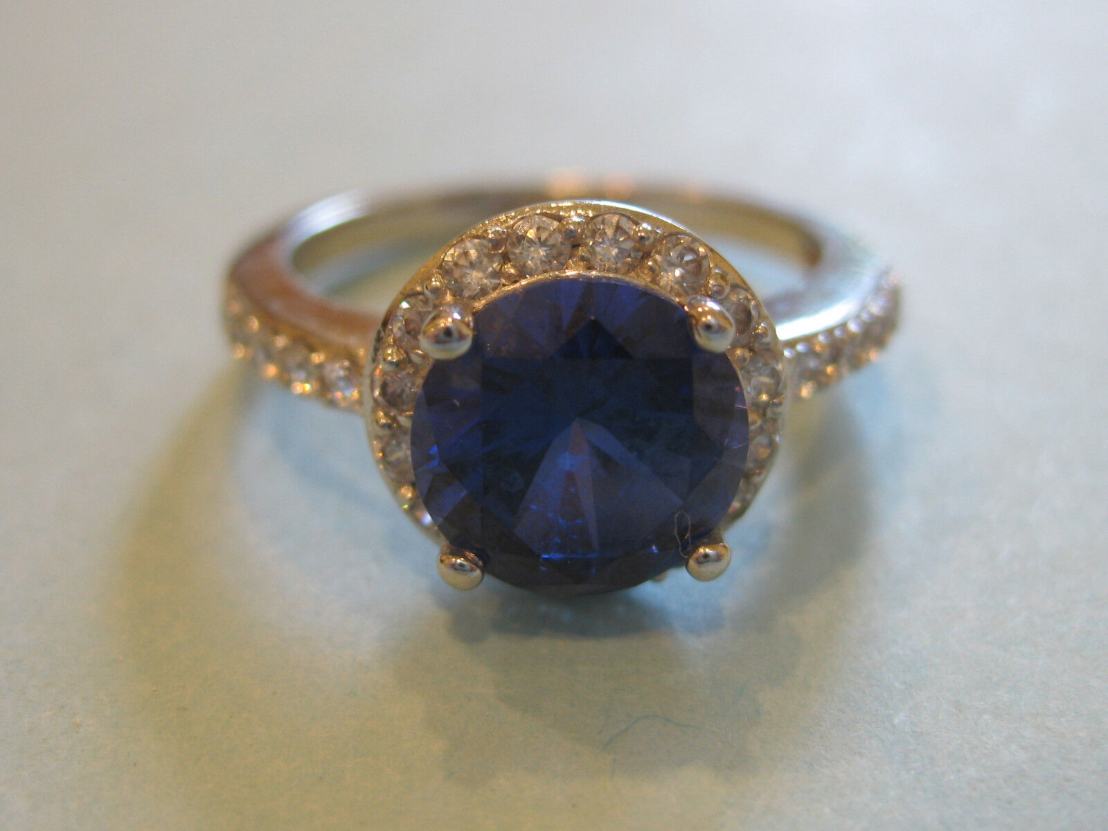 Sterling Silver Faux SAPPHIRE RING Princess Diana… - image 5