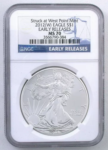 2012 W American Silver Eagle - NGC MS70 Early Release Grade MS70 West Point