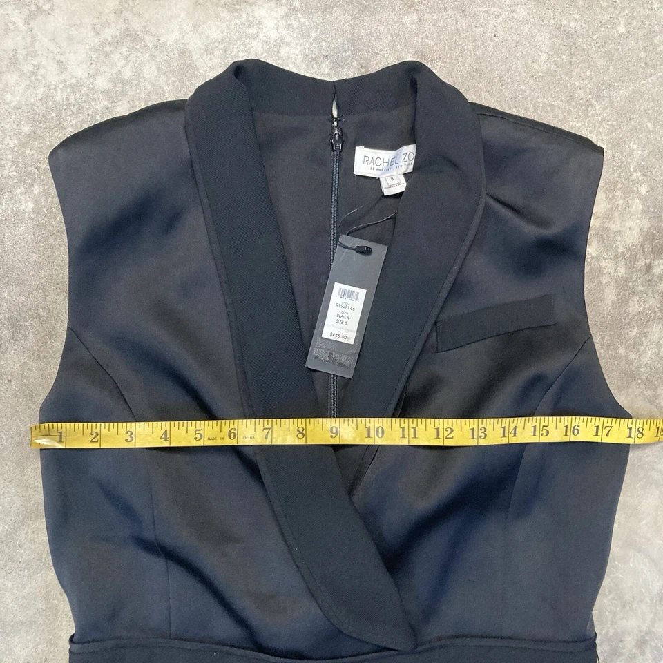 RACHEL ZOE Jumpsuit Womens 8 Black Odin Ribbed Trim Double Breasted Evening - Image 2 of 4