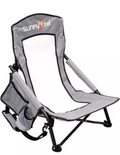 SUNNYFEEL Low Folding Beach Chairs for Adults, Portable Lightweight Grey 