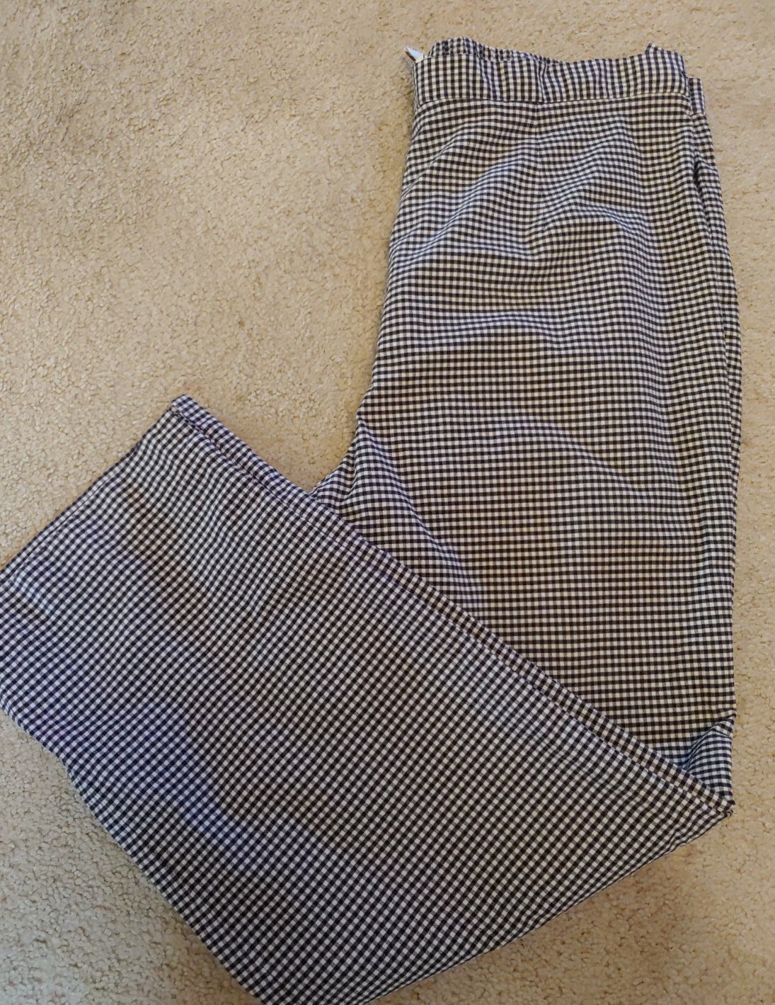 Elana by Tanner Women Navy White Check Stretch Pants 16 Elastic Back 