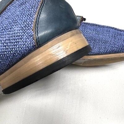 La Milano Shoes Mens 10 Navy Blue Loafer Leather Woven Dress Shoes Office Preppy Sophisticated Navy Blue Leather Penny Loafers - Elegance  main image 3