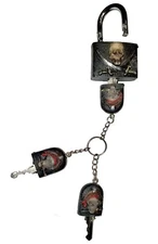 Jolly Rodger Skull and Cross Sword Lock and 3 Keys Functional Set Pirate Secure