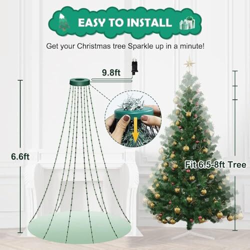 Christmas Tree String Lights with Ring Smart APP Control, 160 LED Music