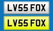 LOVES FOX ❤🦊 FOXY SEXY FOX HUNTER PRIVATE NUMBER PLATE LV55 FOX DVLA FEES PAID✔