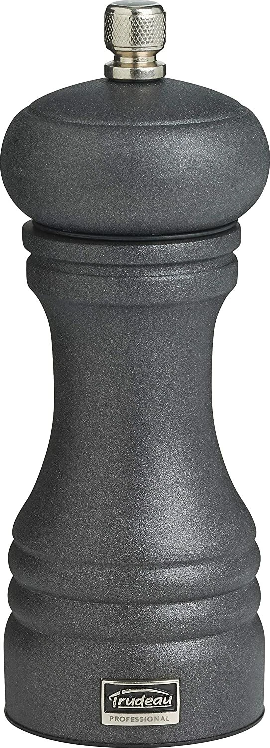 Trudeau Professional Stainless Steel Pepper Mill with Black Matte Finish, 6-Inch