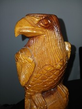 American Eagle Statue Sculpture Carving Vintage HAND CARVED Wood 13"