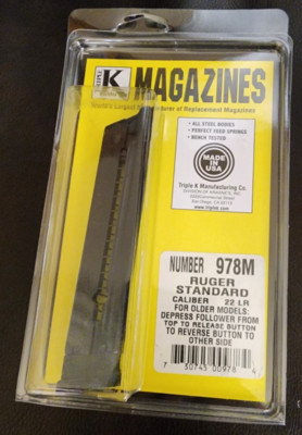 RUGER STANDARD Auto Mark 1 or 2 MK I MK II -22 lr 10 RD Triple K 978M Magazine