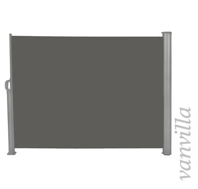 vanvilla Seitenmarkise Sichtschutz Markise Boden- u. Wandmontage Grau/Anthrazit