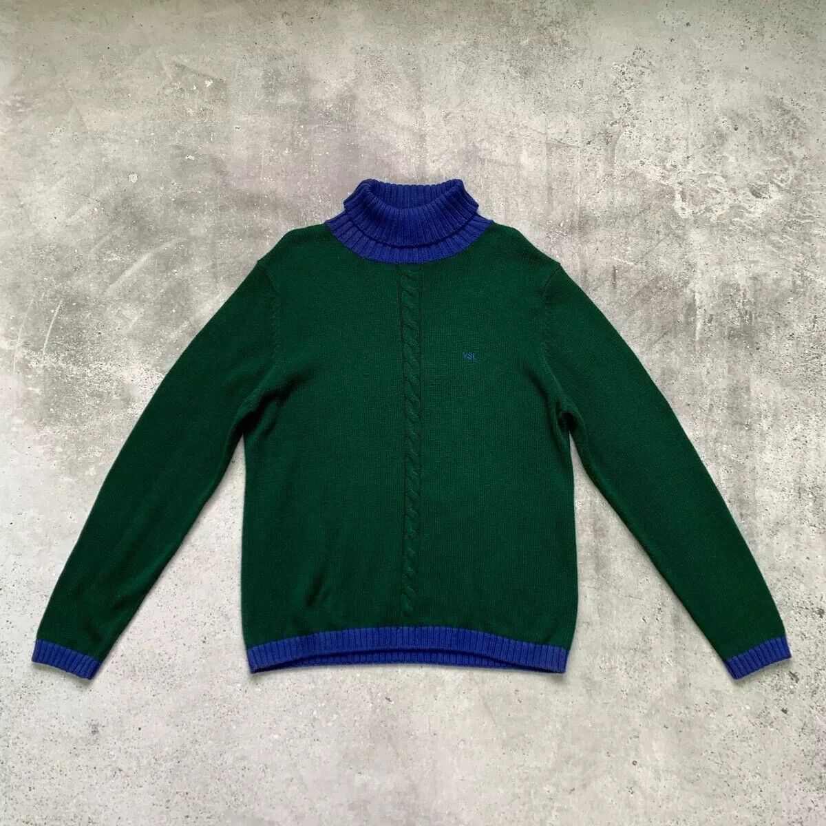 SAINT LAURENT JEANS YSL MAGLIA VERDE MAGLIONE FELPA VERDE UOMO TAGLIA M