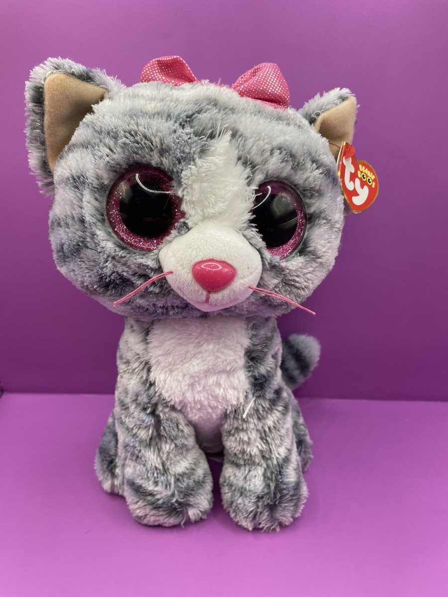 Ty Beanie Boos - KIKI the Grey Tabby Cat (9 Inch - Medium Buddy