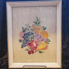 Wood Frame Basketweave Look Vintage Needlepoint Included