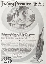 FRANTZ PREMIER Electric Vacuum Cleaner Home Appliance Art Decor 1914Vtg Print Ad