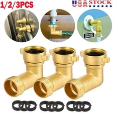 1-3PC 3/4'' Elbow Water Hose Adapter 90 Degree Garden Brass Hose Elbow Connector