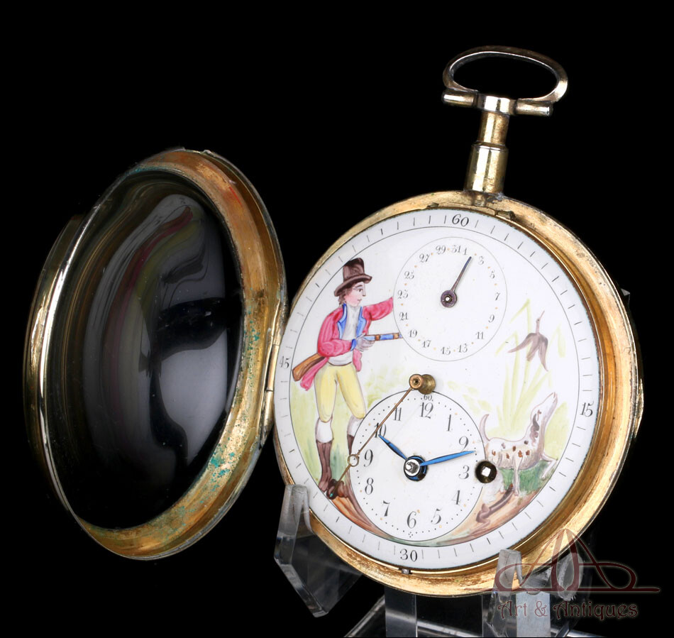 Antique Verge Fusee Pocket Calendar Central Seconds