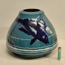 ANTICO VASO CERAMICA SMALTATA Ginori Omega DESIGN Gio Ponti DIPINTO PESCI epoca