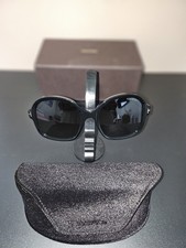 Tom Ford Women's Rectangular Sunglasses Black Frame Black Tinted Lenses w/ Case