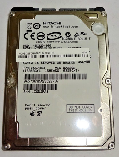 HITACHI *** HTS543216L9A300 *** 160GB SATA HDD Notebook 2,5 Zoll #NFP1289