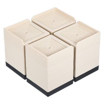 4Pcs Furniture Risers 4.3'' Bed Risers Adjustable Desk Sofa Table Riser Beige