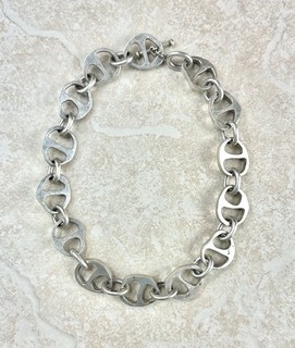 Vintage 925 Sterling Silver Handmade 19” Big Chain Necklace Weight 141g Signed