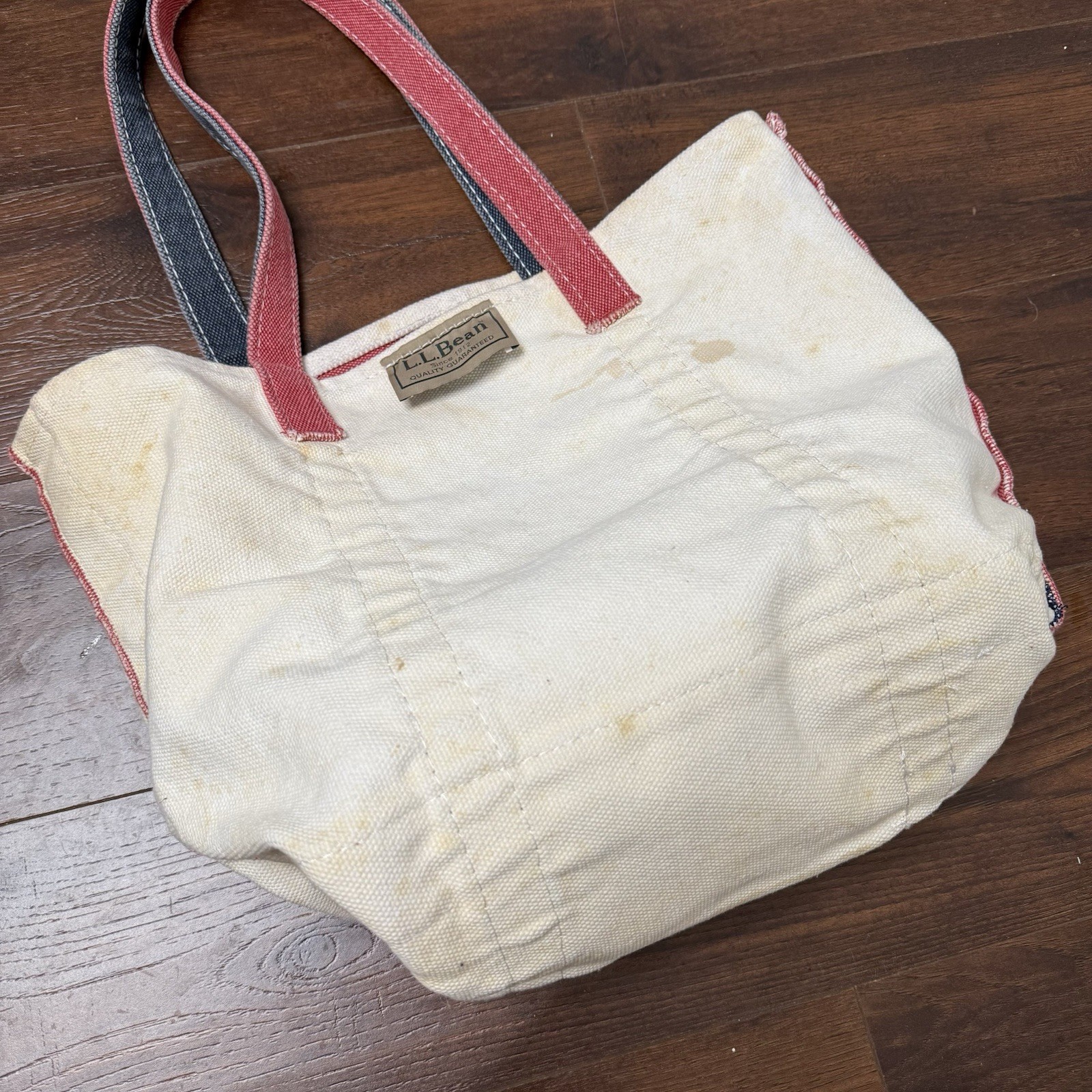 Vintage 90s Red Navy L.L. Bean Tote Bag Rare Canvas Boat and Tote Grunge Retro image 6