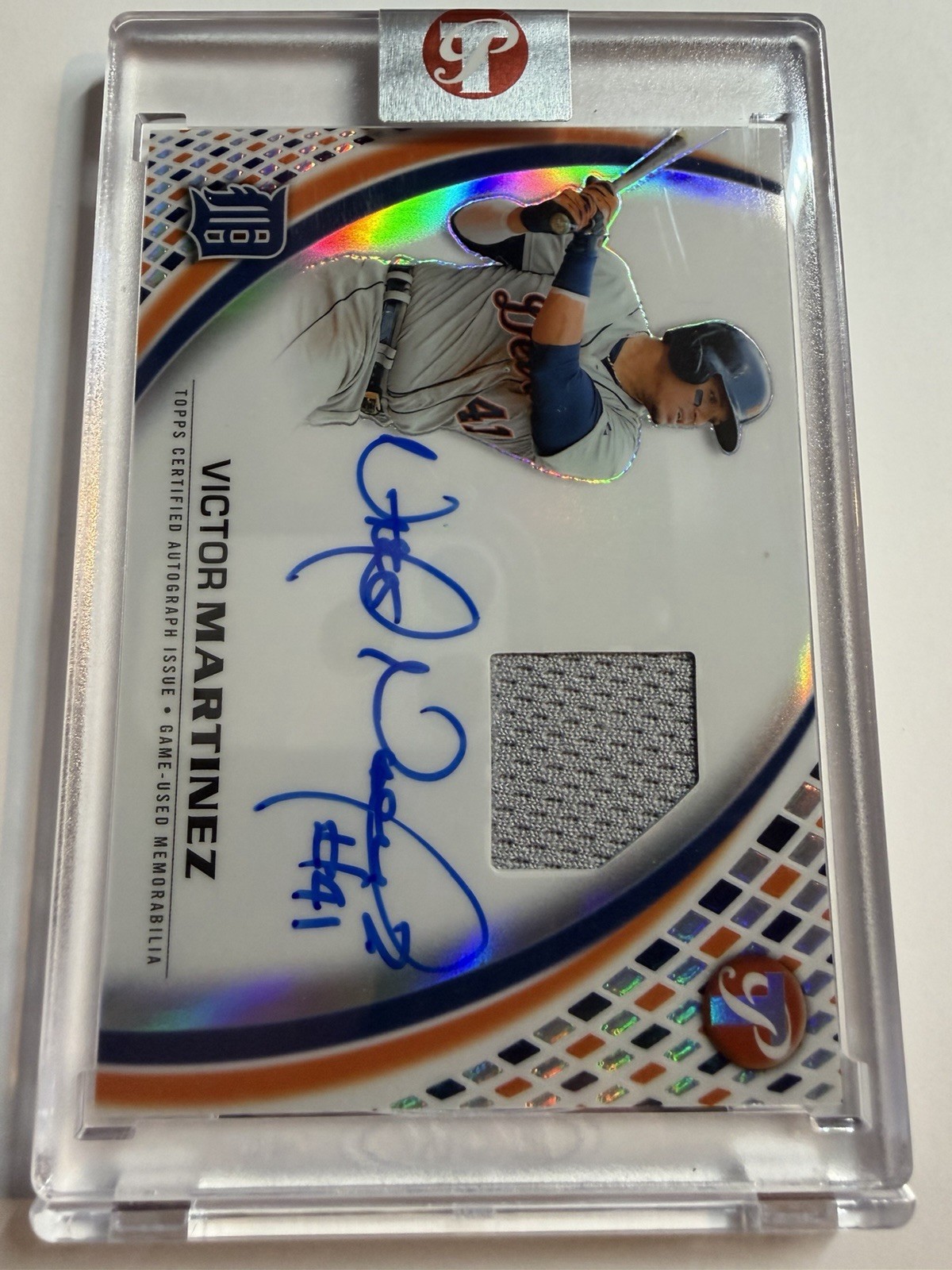 2026 Topps Pristine Pieces Relics Victor Martinez On Card Auto Game Used Patch view 2
