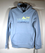 NWT Under Armour Mountain Peaks Logo YOUTH Boy's Large Fleece Blue Hoodie