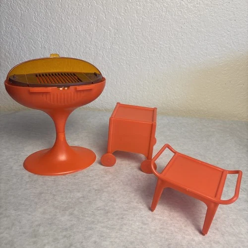 Mattel Barbie Dream Pool 1980 Barbecue Grill & Rolling Cart Tray Table Vintage