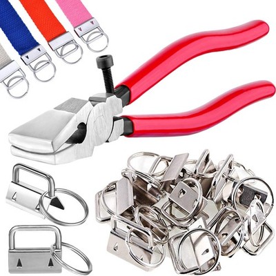 50PCS Key Fob Hardware Set 1 Inch with Installation Pliers for Keychain DIY Kit
