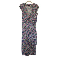 J. Crew women's sz XS midi wrap in soft rayon pink and blue flowers floral dress