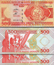 Vanuatu 500 Vatu 1993 (2006), UNC, 2 Pcs Pair, Consecutive, P-5c, Prefix EE