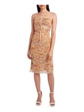 BCBGENERATION Womens White Mesh Lined Adjustable Straps Midi Dress XXS
