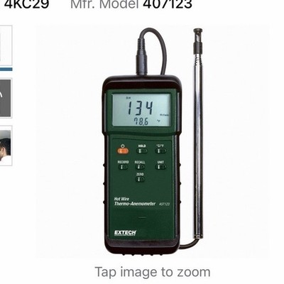 Extech 407123 Hot Wire Thermo-Anemometer Air Velocity & Temperature Meter