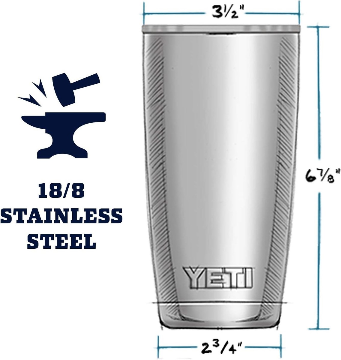 2pack YETI Rambler 20oz StainlessSteel Vacuum Insulated Tumbler w