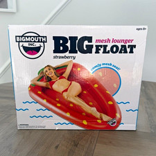 Bigmouth Inc. BIG FLOAT Strawberry Mesh Lounger Inflatable Pool Float