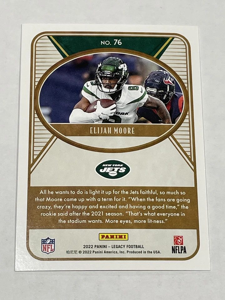 2022 Panini Legacy Football #76 - Elijah Moore - New York Jets - Image 2 of 2