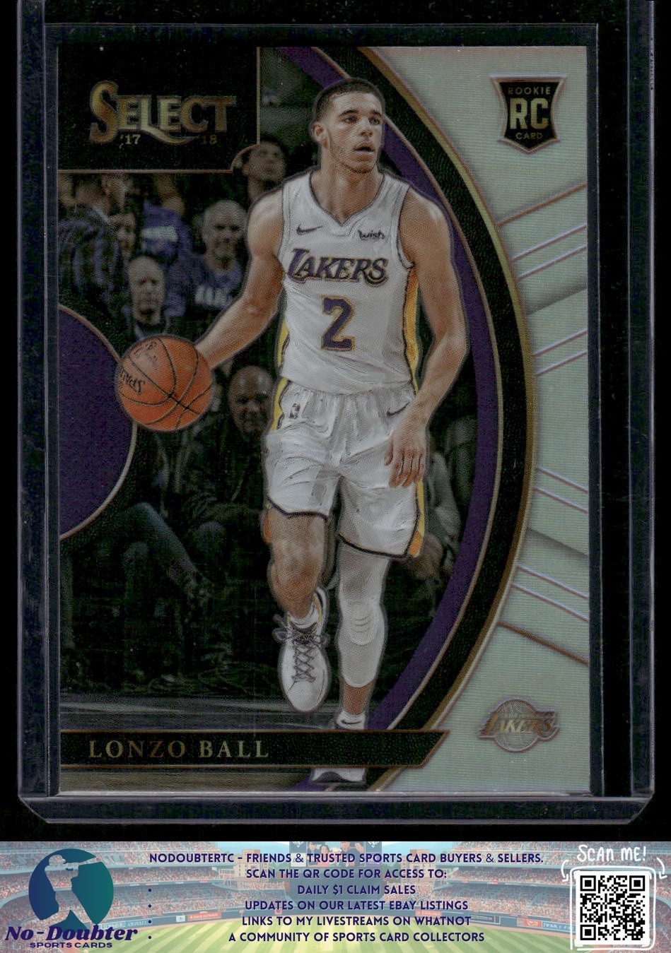 2017-18 Panini Select #28 Lonzo Ball Silver Prizms RC Los Angeles Lakers P.O1F