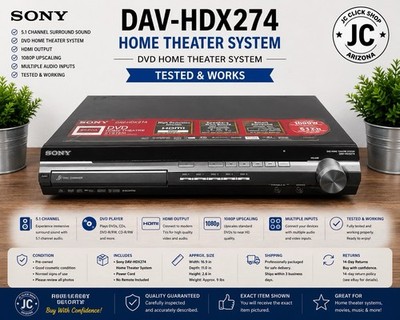 Sony DAV-HDX274 DVD Home Theater System 5 Disc Changer HDMI Remote Tested