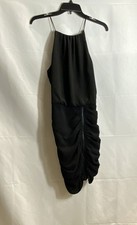Halston Heritage Women's Black Asymmetric Draped Ruched Dress Cocktail NWT Sz 2