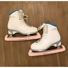 Jackson Women's Ice Skates White Blue Accent Size 10 Figure Skating Blades