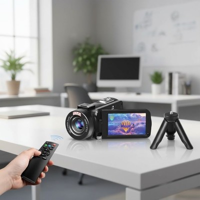 Compact 1080P Video Camera with Webcam Function & Remote for Easy Vlogging