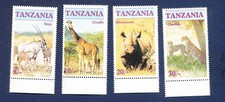 TANZANIA - Scott 319-322  - MNH set - Wildlife, Giraffe, cats, rhino - 1986