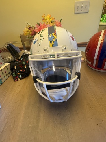 Bills Jim Kelly / Marv Levy Full Size “Autism” Custom Rep With Visor and TSE COA - Picture 4 of 5