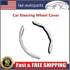 15 Car Steering Wheel Cover Carbon Fiber White Leather Universal Interior New