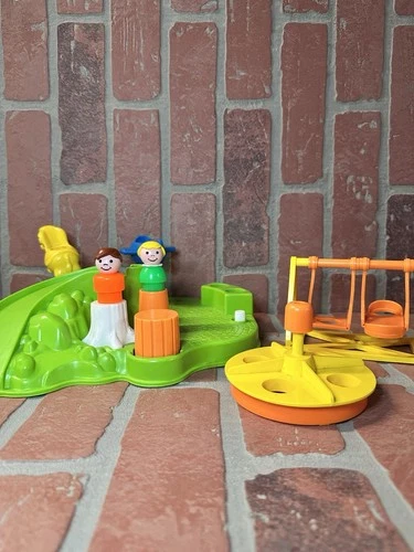 Vintage Little People Playground Swing Set Merry Go Round Fisher Price #2525