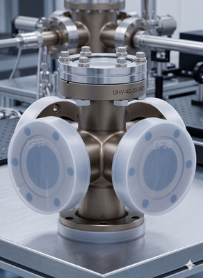 MDC 2.75'' CF 6-Way Cross & Borosilicate Viewport Set DN40CF UHV Vetted Hub