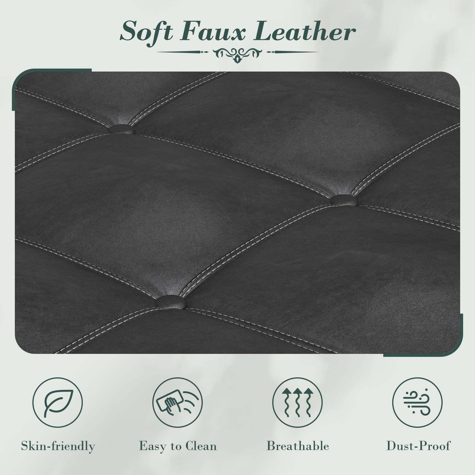 PU Leather Black Large 60 Inch Storage Bench For Bedroom End Of Bed Queen Size