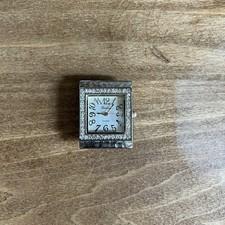 Geneva Women's Quartz Watch Rectangular Silver Case Bezel Rhinestones