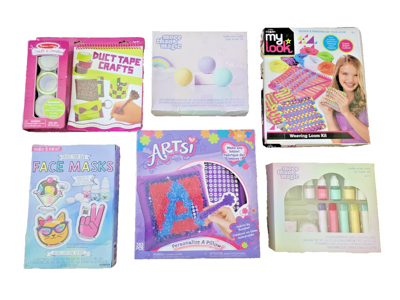 💥 Craft Lot Duct Tape FACE MASK Bath Bomb LIP BALM Weaving Loom PILLOW NEW Set