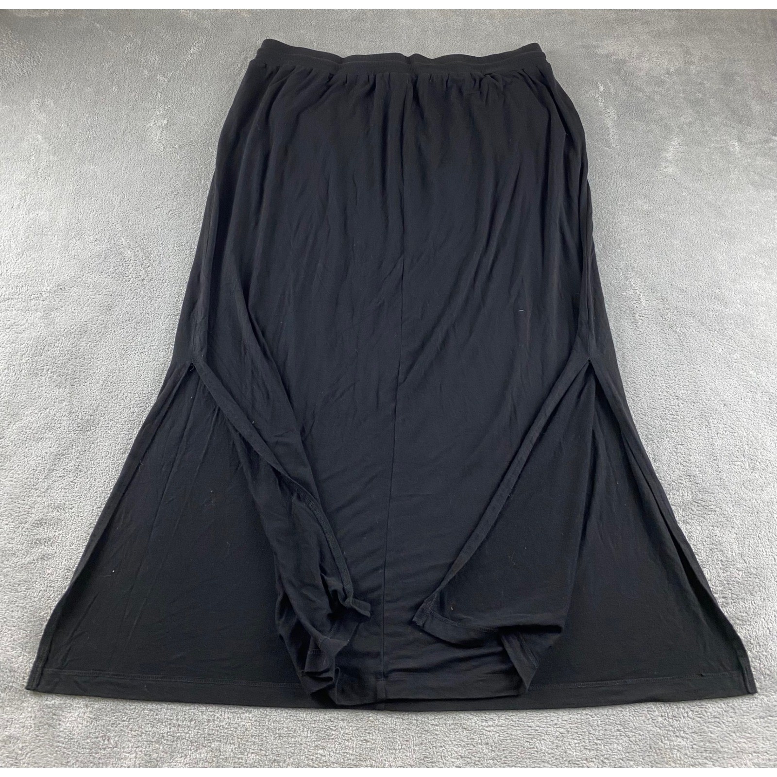 Basic Editions Black Maxi Skirt Drawstring Waist … - image 11